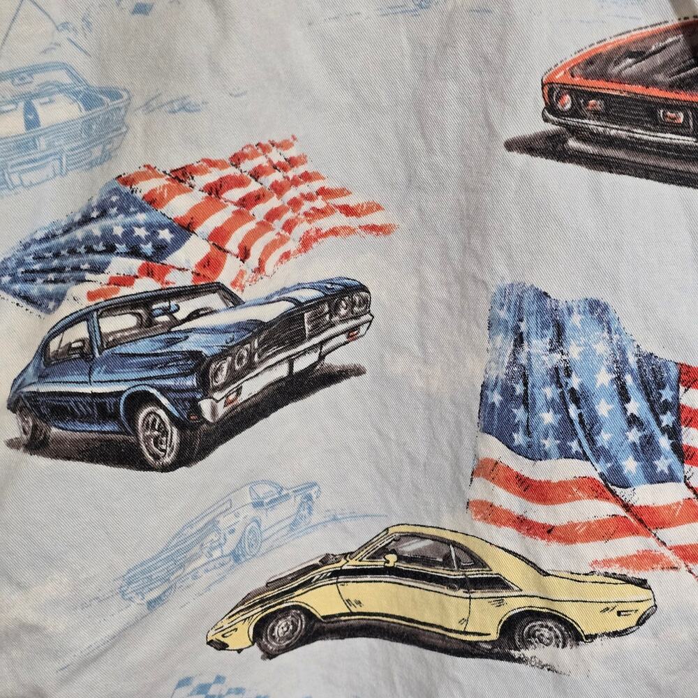 Classic Vintage Muscle Cars Shirt USA Flags Racing Mens XL 4th of July Casual - Picture 5 of 5